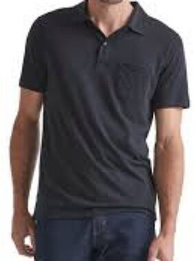 DU/ER Men's Black Short-Sleeve Lightweight Pocket Polo Shirt S